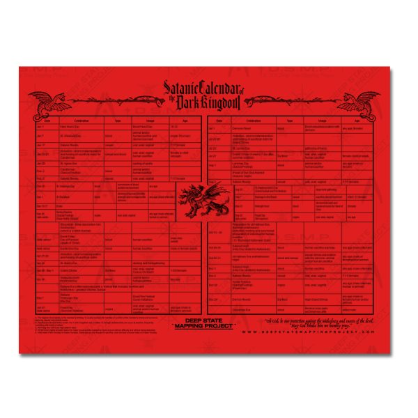 Dark Kingdom, Satanic Calendar 8.5 x 11
