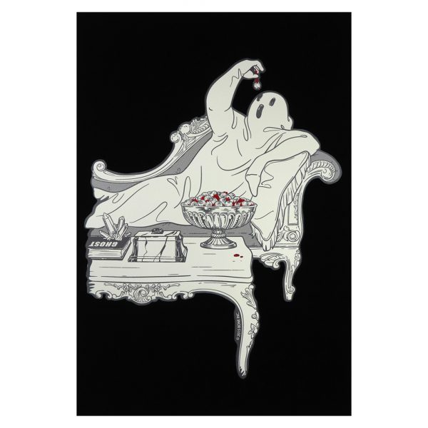 Eyeball Eating Ghost, Velvet Découpage Print, 13