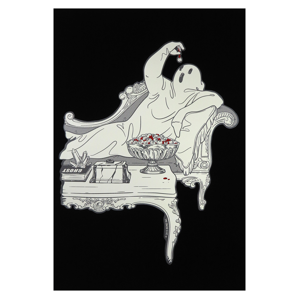 Eyeball Eating Ghost, Velvet Découpage Print, 13