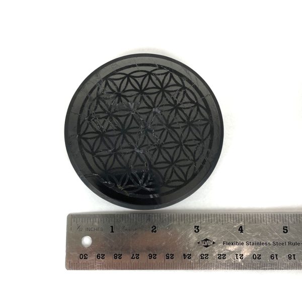 Shungite Flower of Life Disc, 3.75
