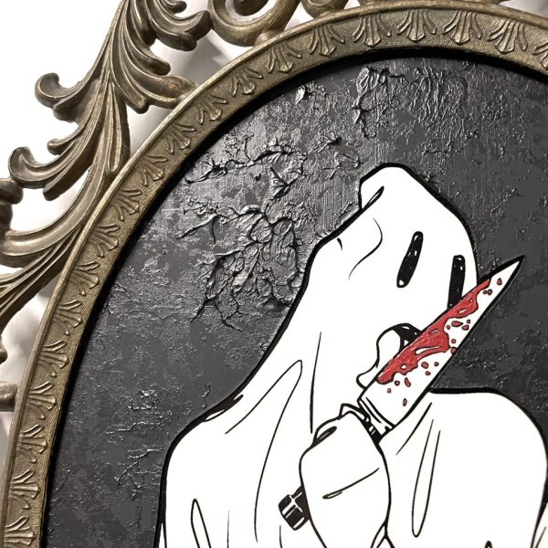 Knife Licking Ghost, Mixed Media, 10.5