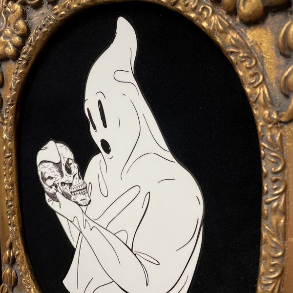 Skull Pondering Ghost, Mixed Media, 15