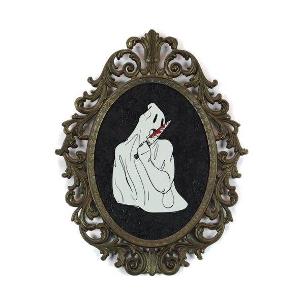 Knife Licking Ghost, Mixed Media, 10.5