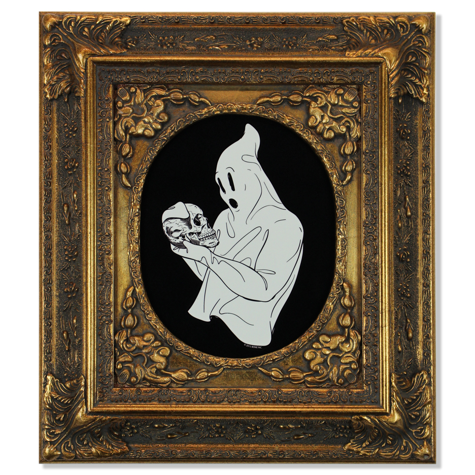 Skull Pondering Ghost, Mixed Media, 15