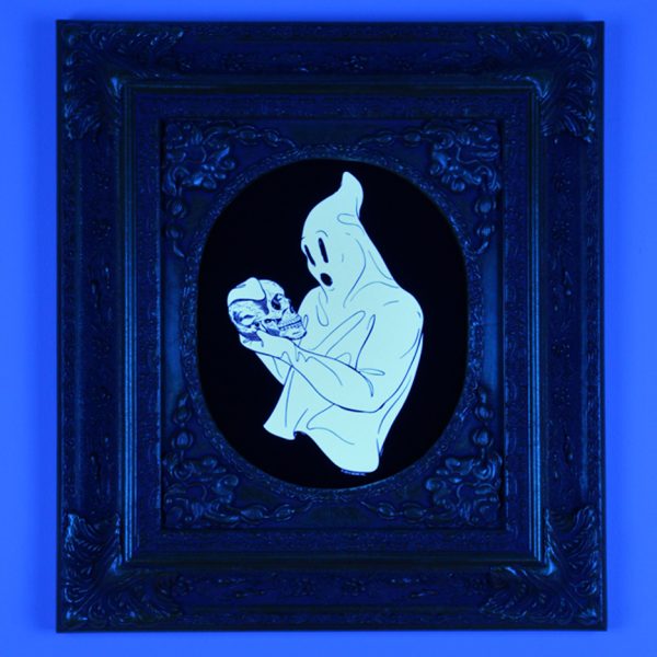 Skull Pondering Ghost, Mixed Media, 15