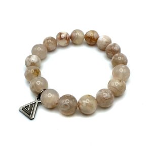 Flower Agate 12mm Bead Bracelet