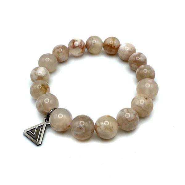 Flower Agate 12mm Bead Bracelet