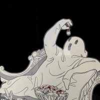 Eyeball Eating Ghost, Mixed Media, 22