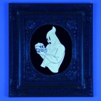 Skull Pondering Ghost, Mixed Media, 15