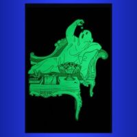 Eyeball Eating Ghost, Velvet Découpage Print, 13