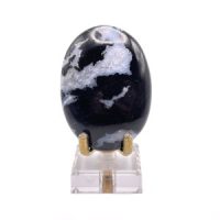 Black Sardonyx & Quartz Palmstone, India
